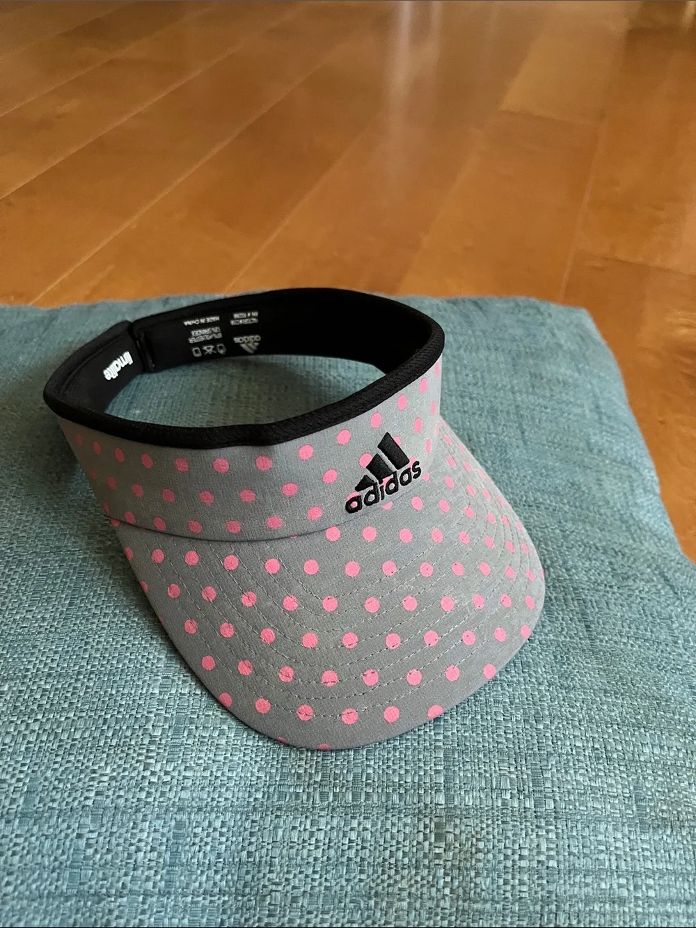 adidas Kids Gray Visor with Pink Polka Dots